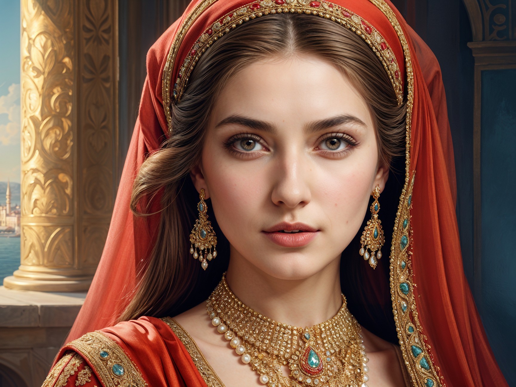Young Woman in Vibrant Traditional Attire and Jewelry