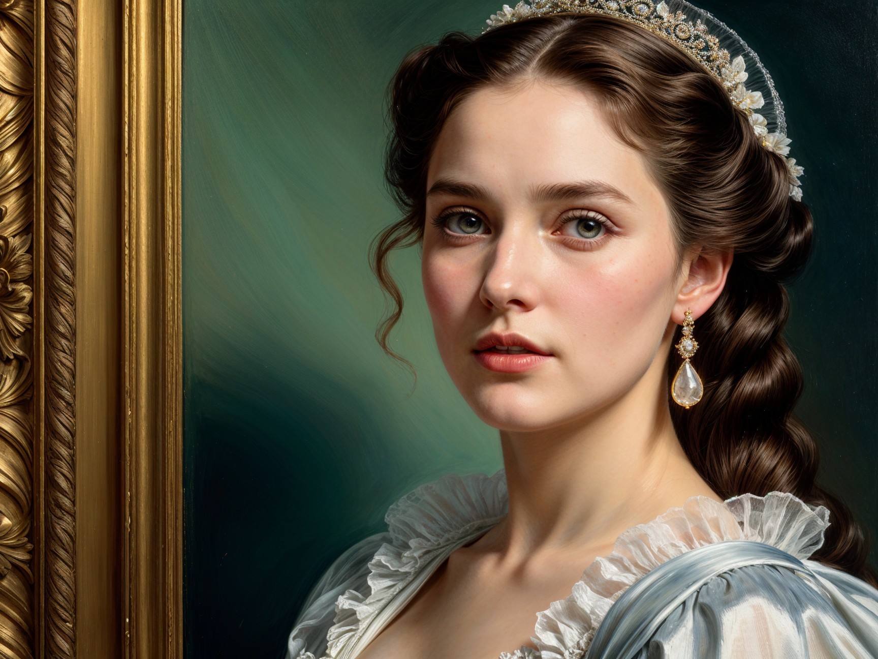 Portrait of a Young Woman in Elegant Attire