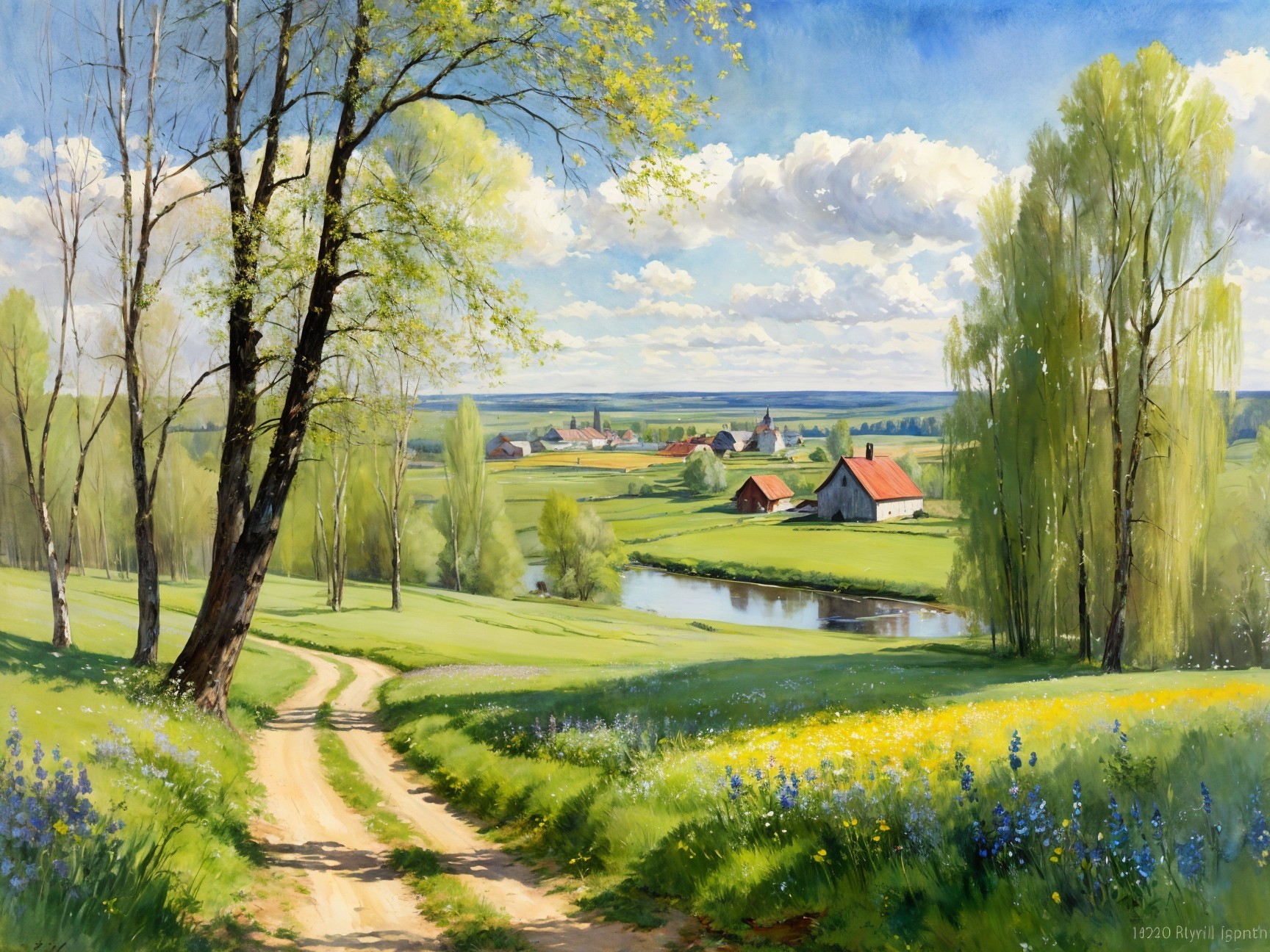 Serene Landscape of Green Hills and Blue Sky