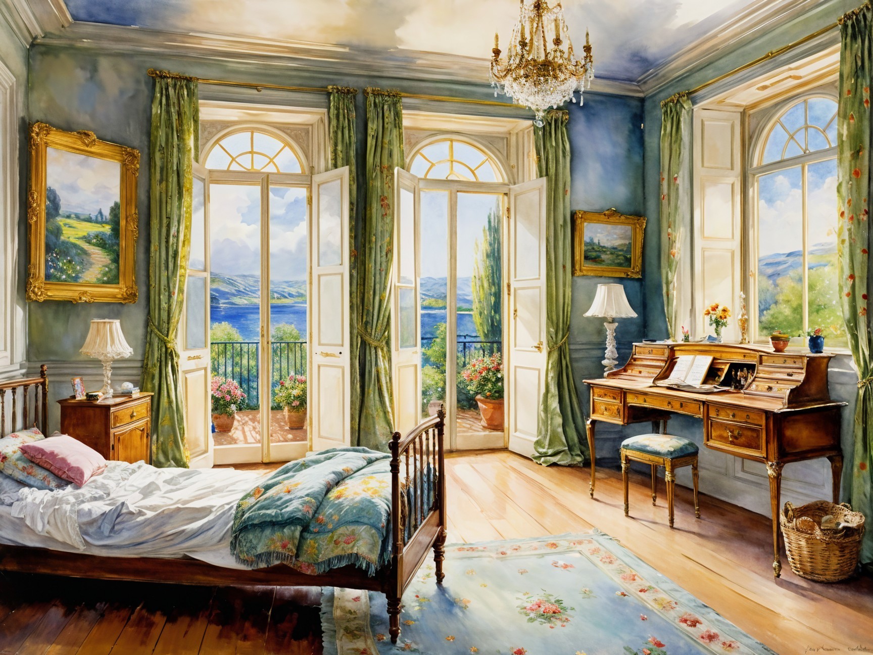Serene Bedroom with Natural Light and Scenic Views