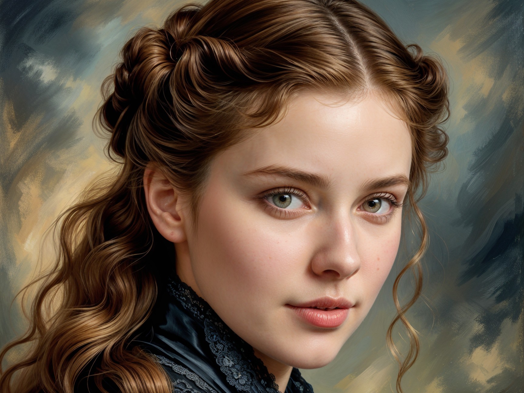 Close-Up Portrait of a Young Woman with Green Eyes