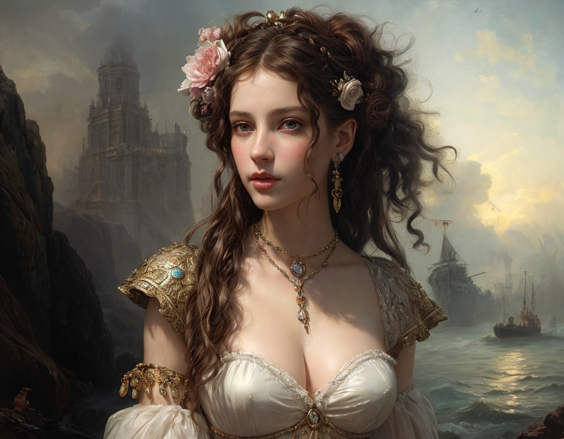 Portrait of a Young Woman in Vintage Attire and Hairstyles