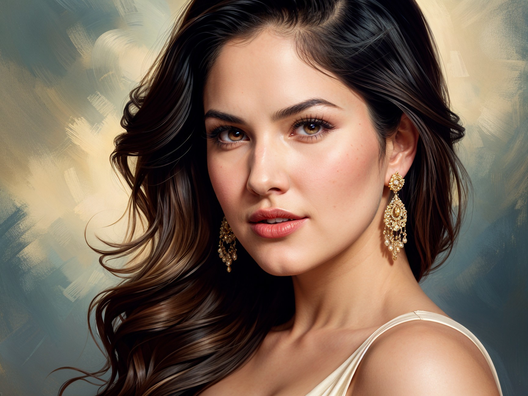 Close-Up Portrait of a Woman with Elegant Features