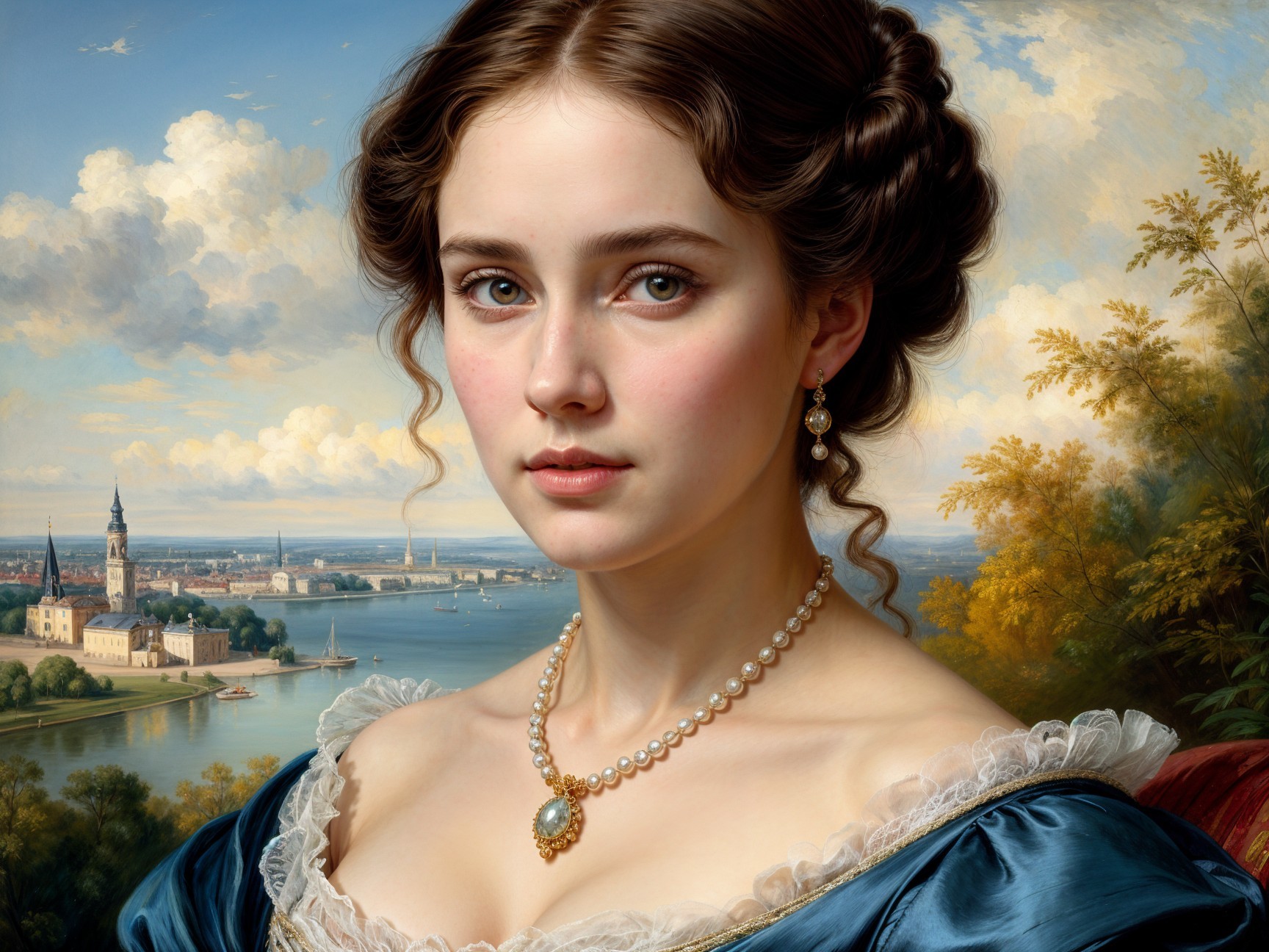 Portrait of a Serene Woman in a Blue Dress