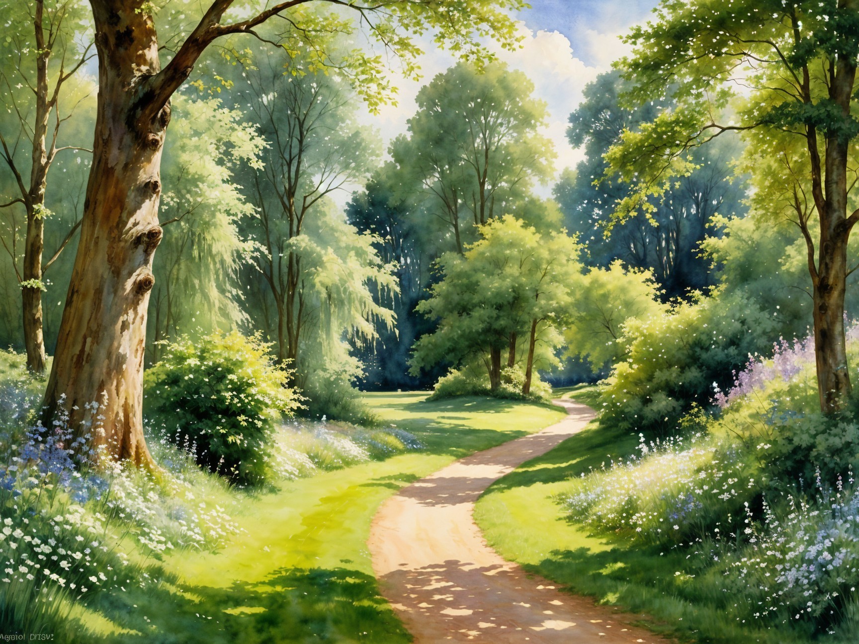 Winding Path Through a Lush Forest Landscape