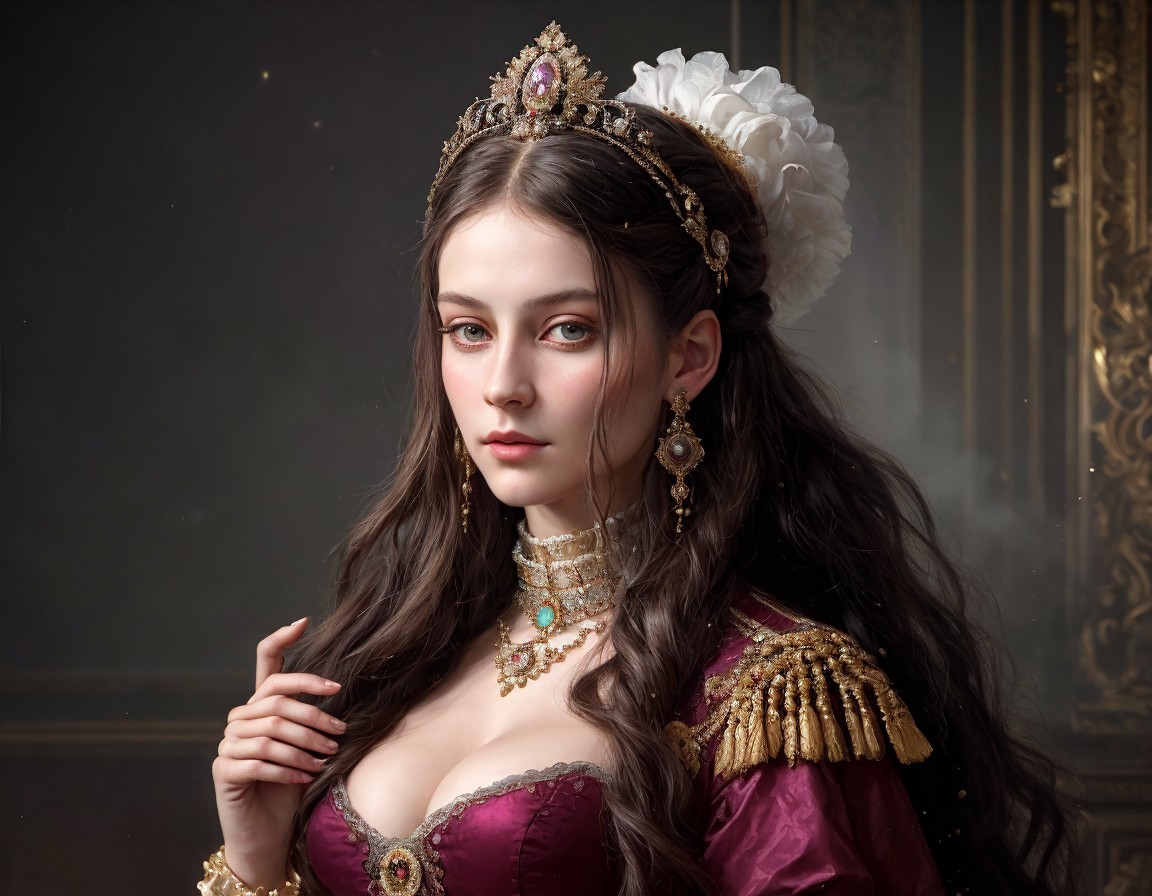 Historical Royal Attire with Jeweled Accessories