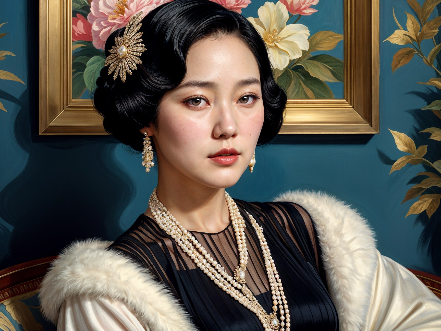 Serene Portrait of a Young Woman in Elegant Attire