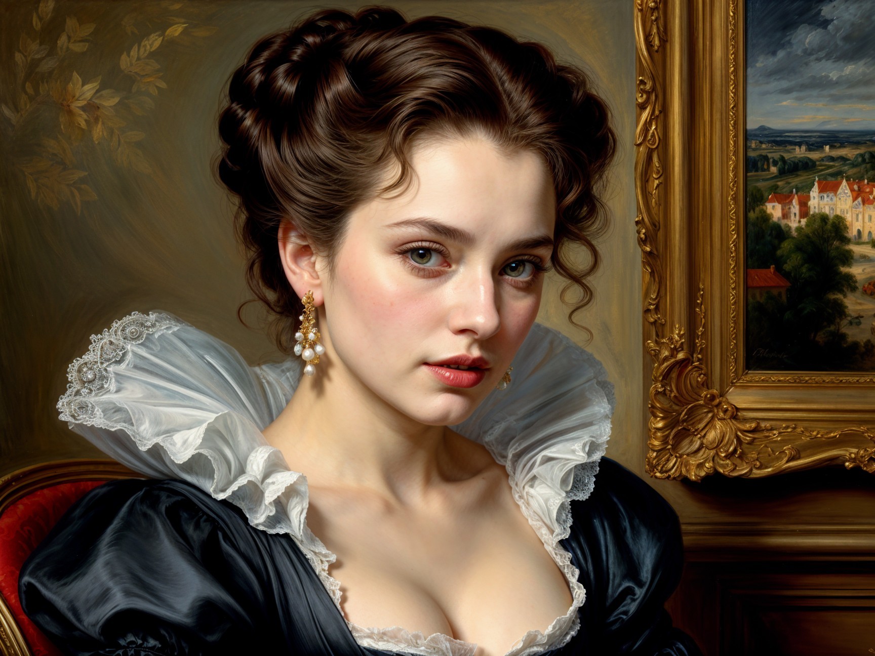 Portrait of a Young Woman in Elegant Attire