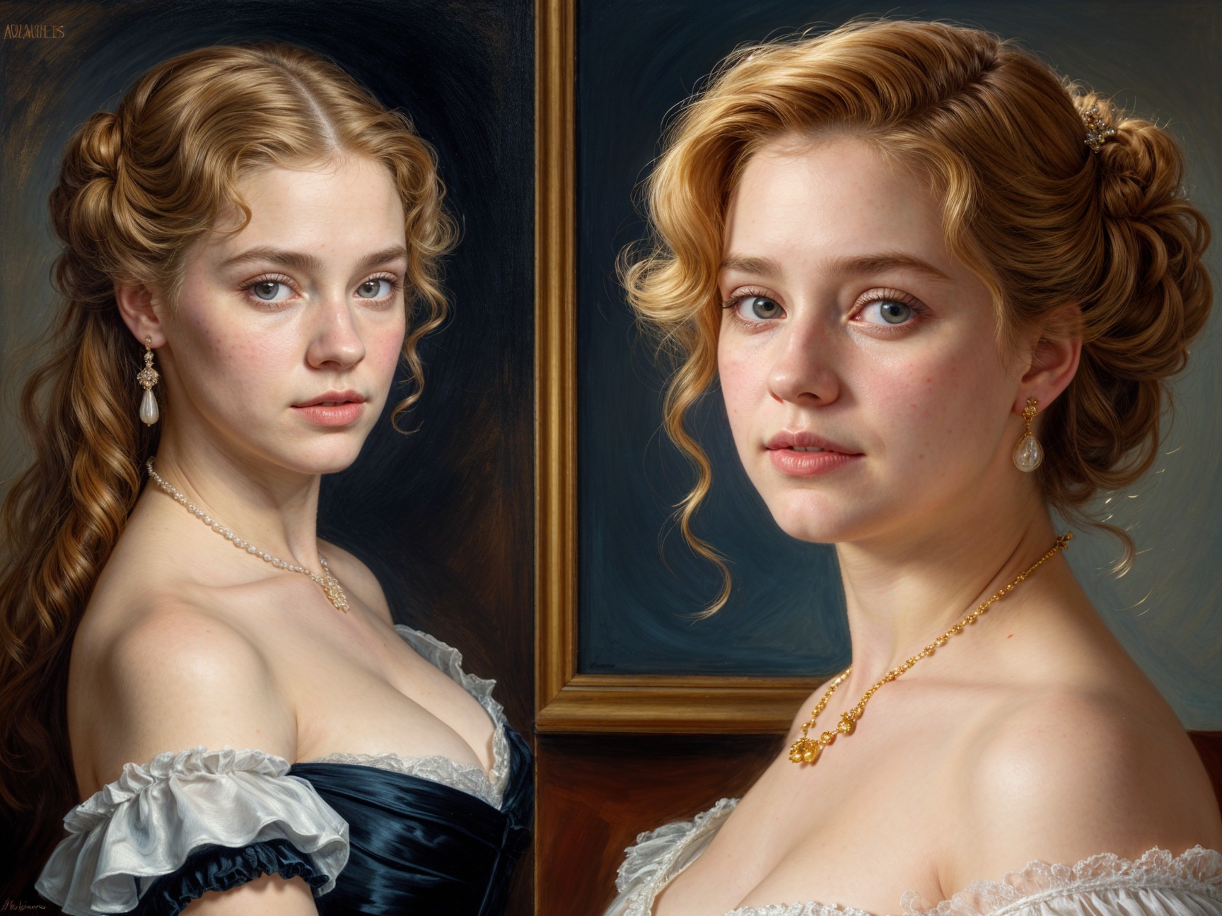 Portrait of a Young Woman in Elegant Off-Shoulder Dress