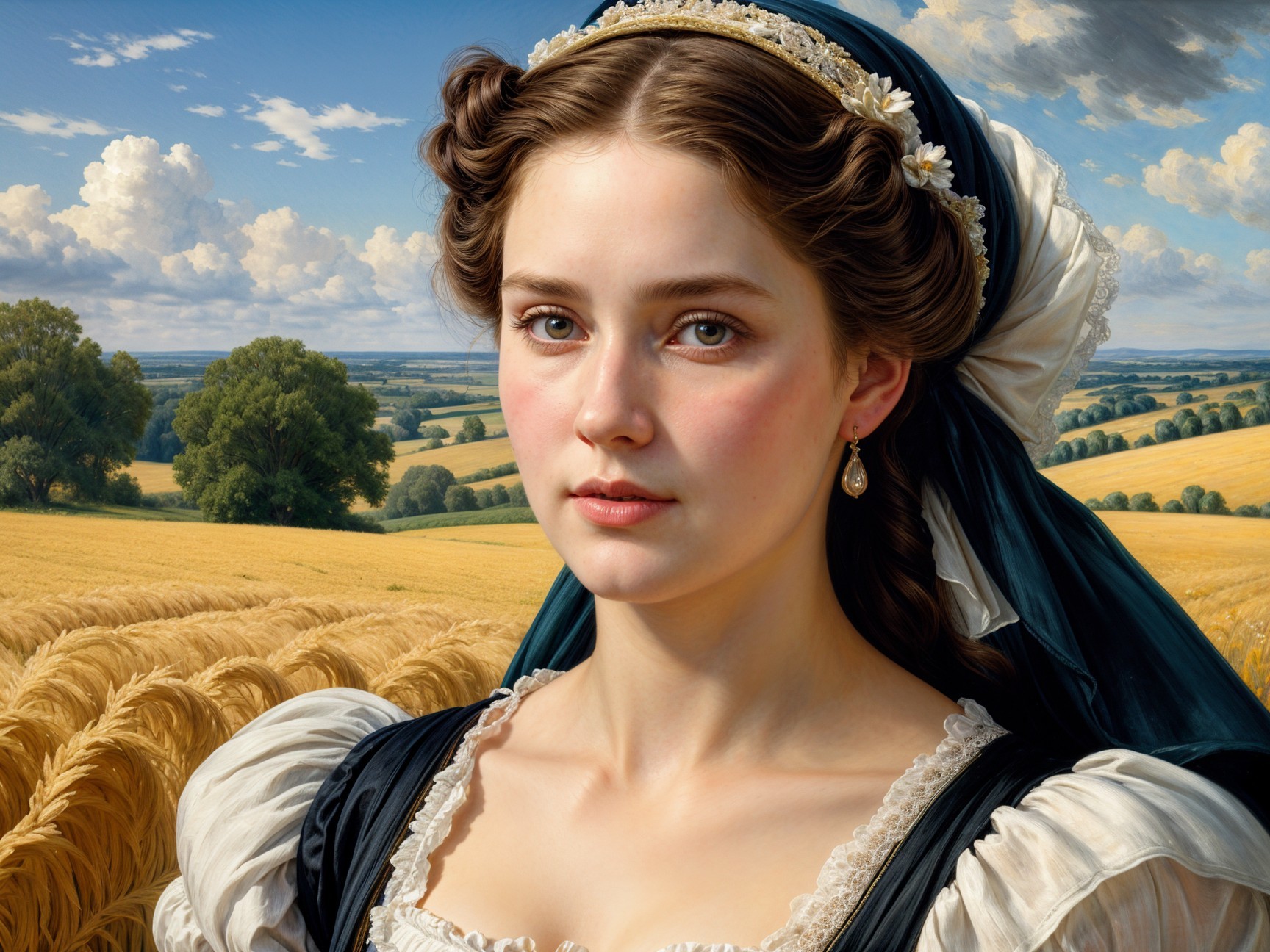 Portrait of a Young Woman in Traditional Gown