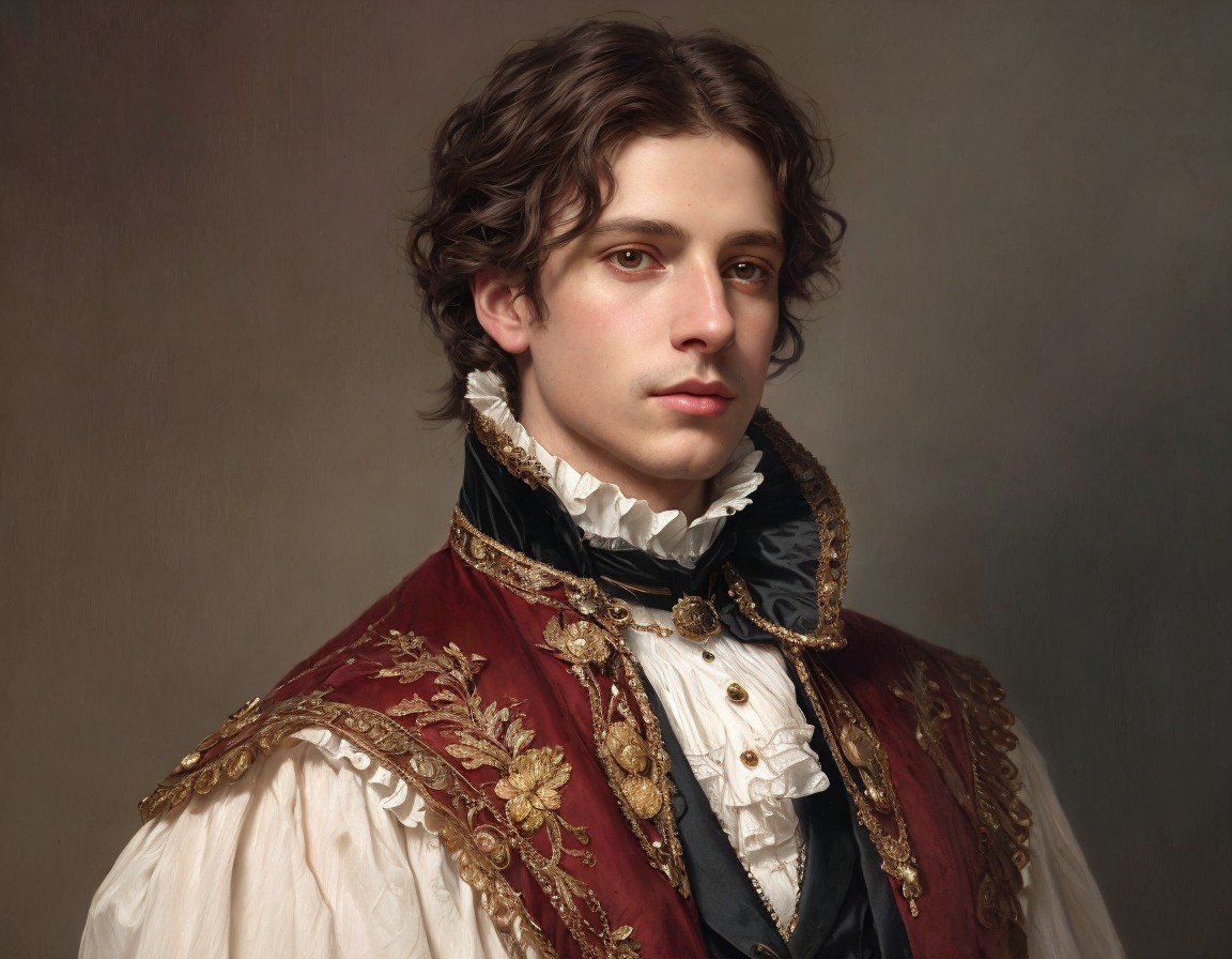 Confident Young Man in Ornate Floral Vest Attire