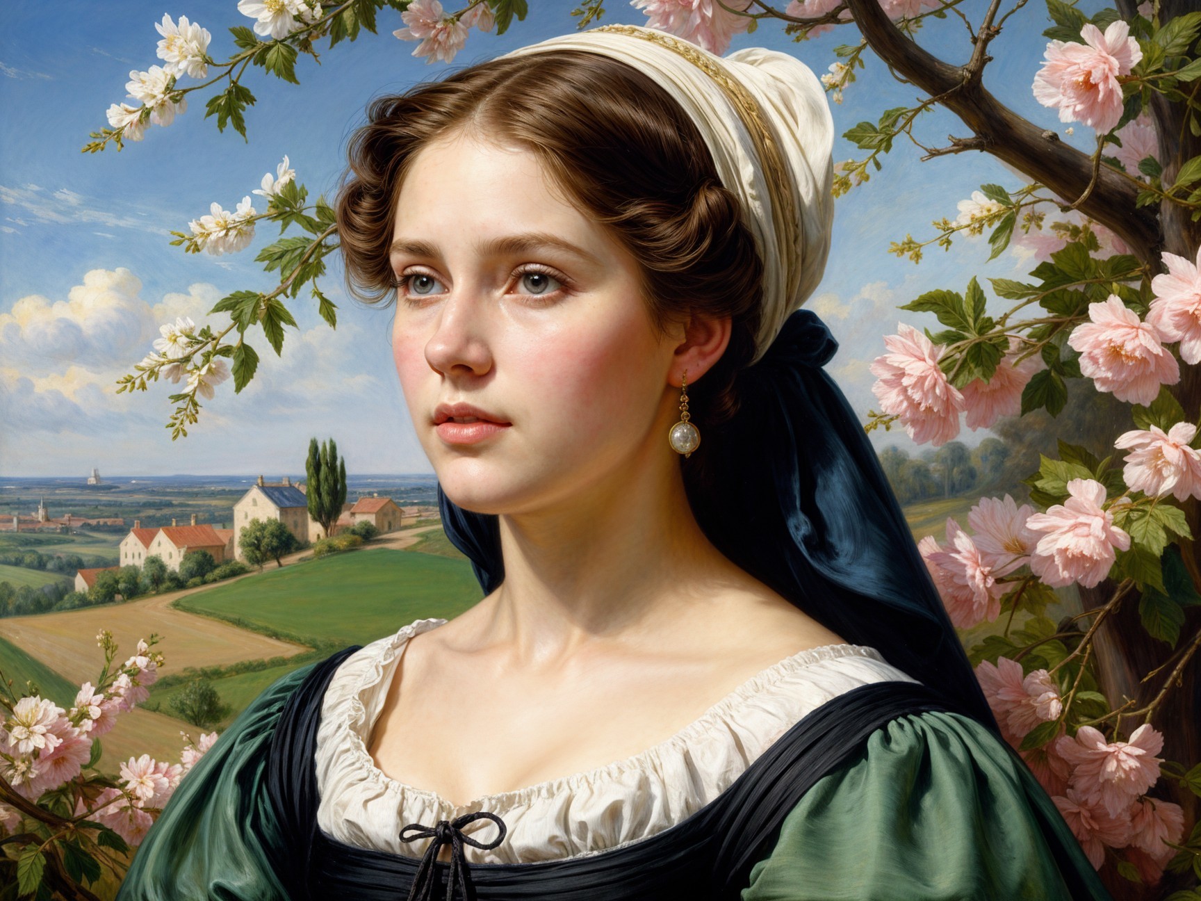 Portrait of a Young Woman in Traditional Dress