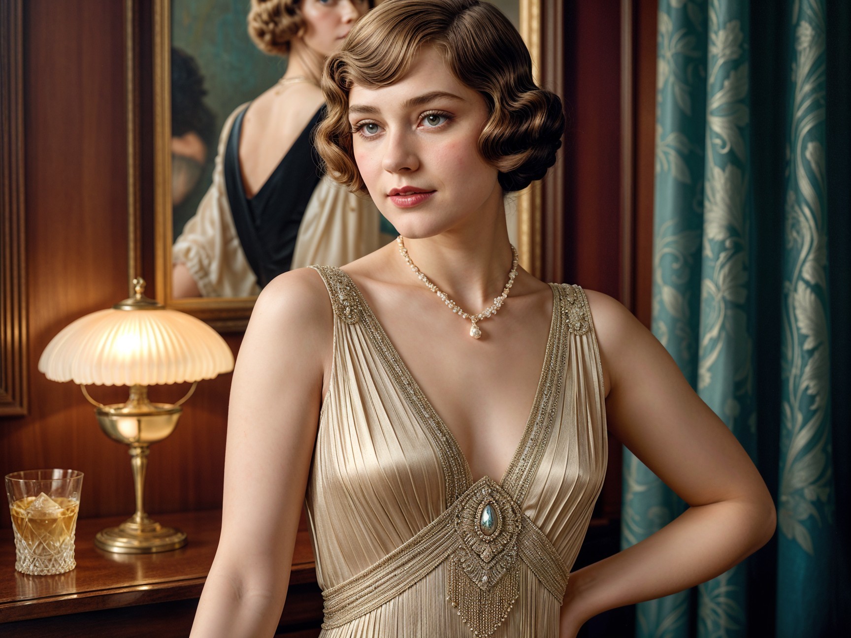 Vintage Elegant Gown with Intricate Beading and Glamour