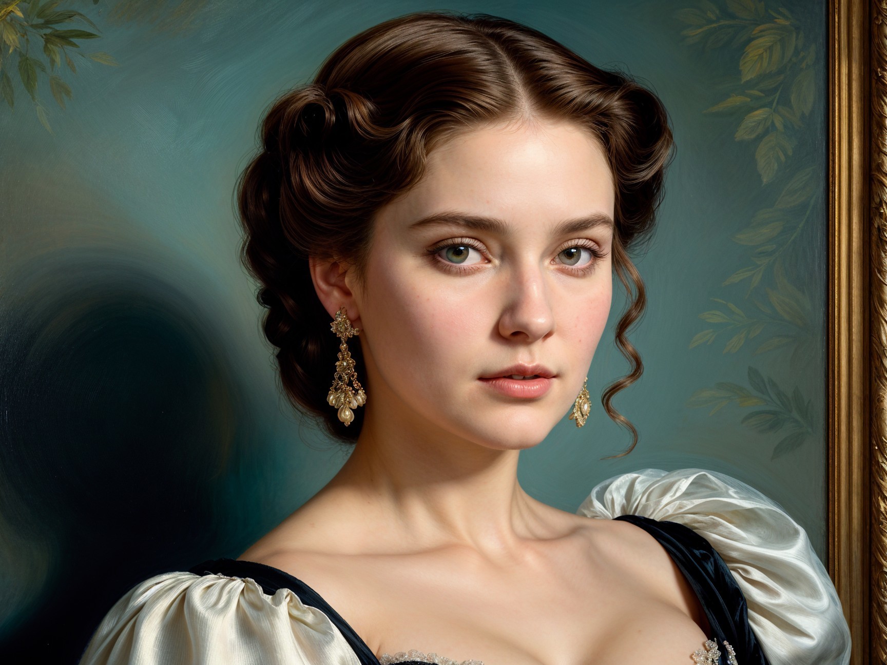 Portrait of a Young Woman in Elegant Attire