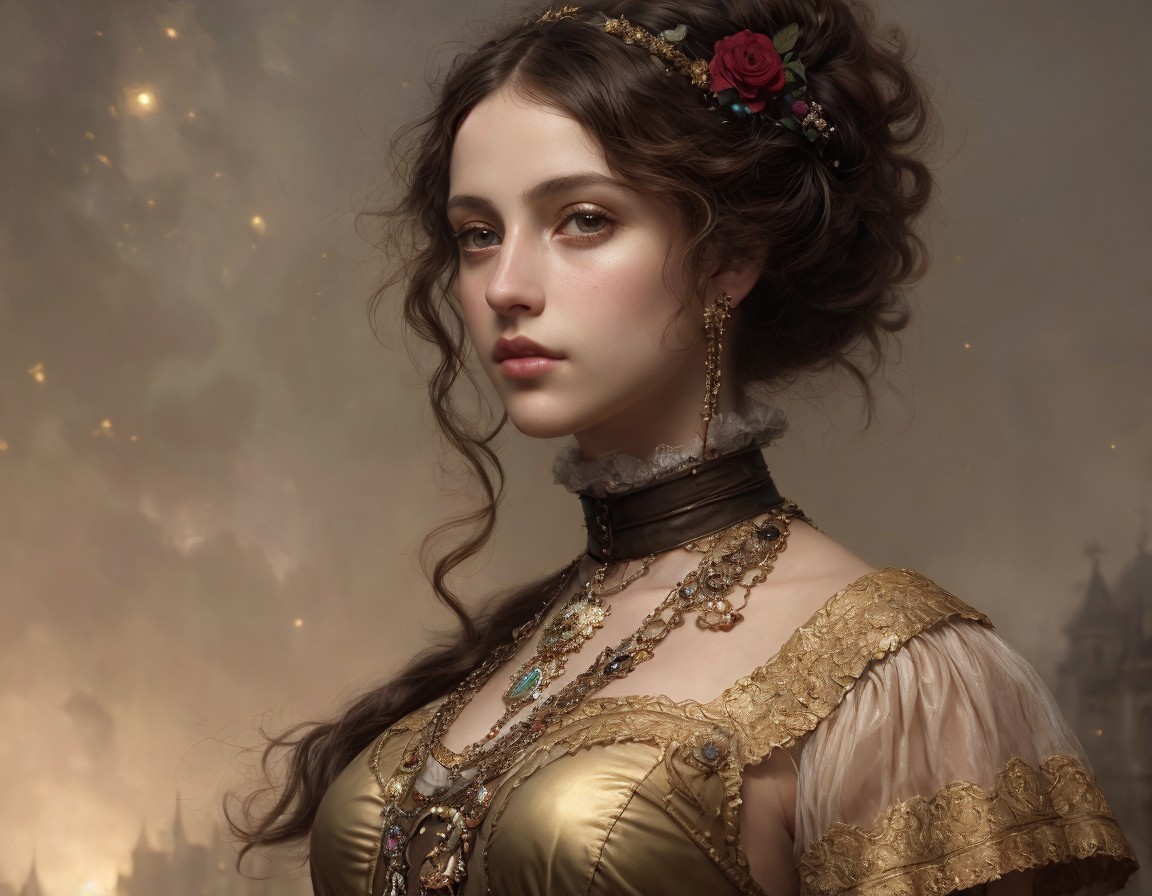 Portrait of a Young Woman in Victorian Elegance