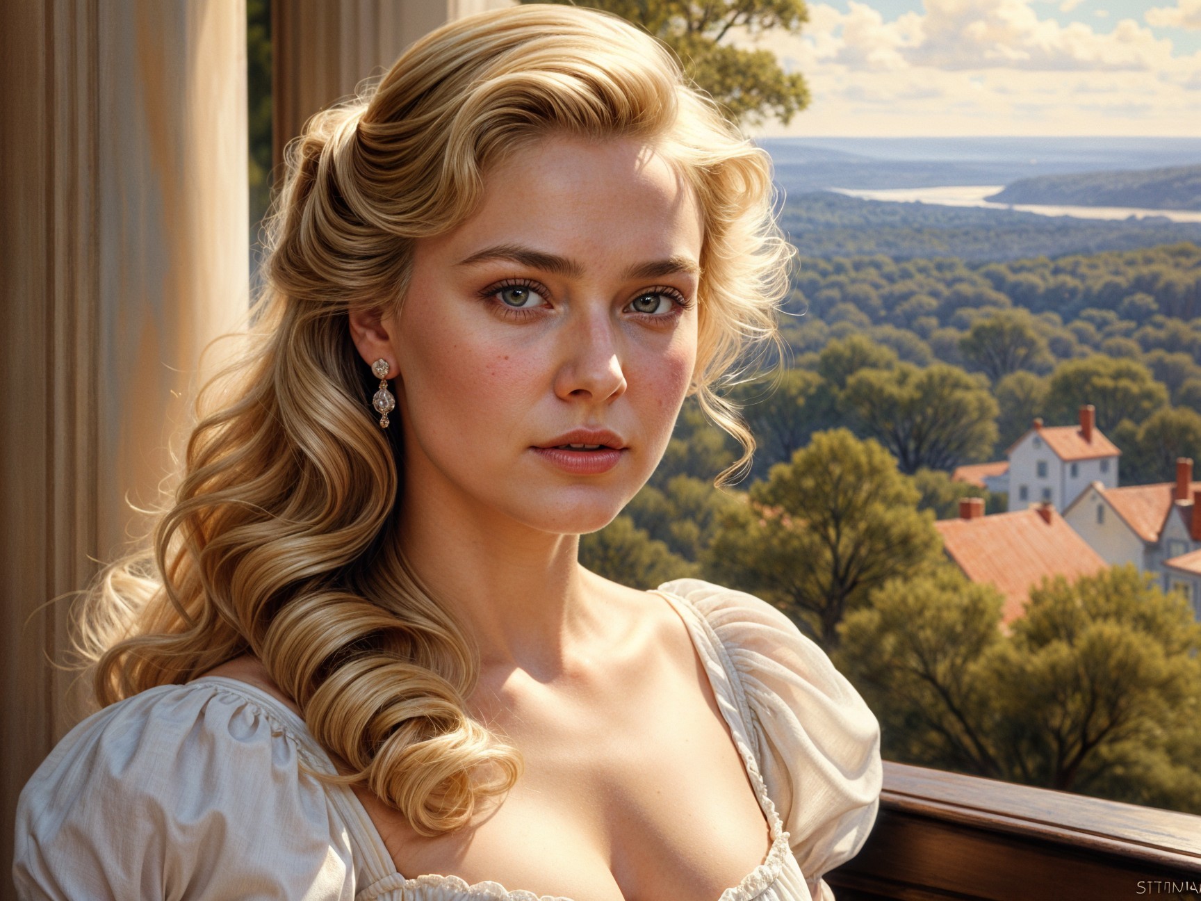 Thoughtful Young Woman Gazing Out a Window