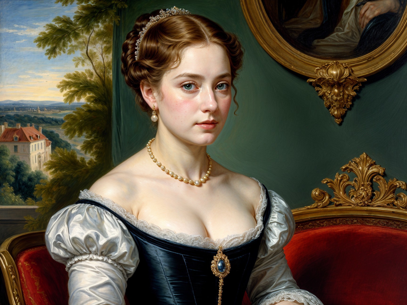 Elegant portrait of a young woman in black gown