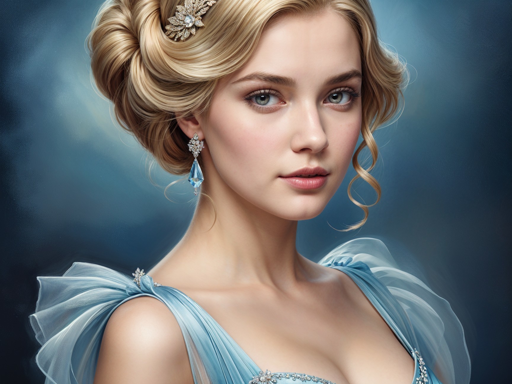 Portrait of a Young Woman in Light Blue Gown