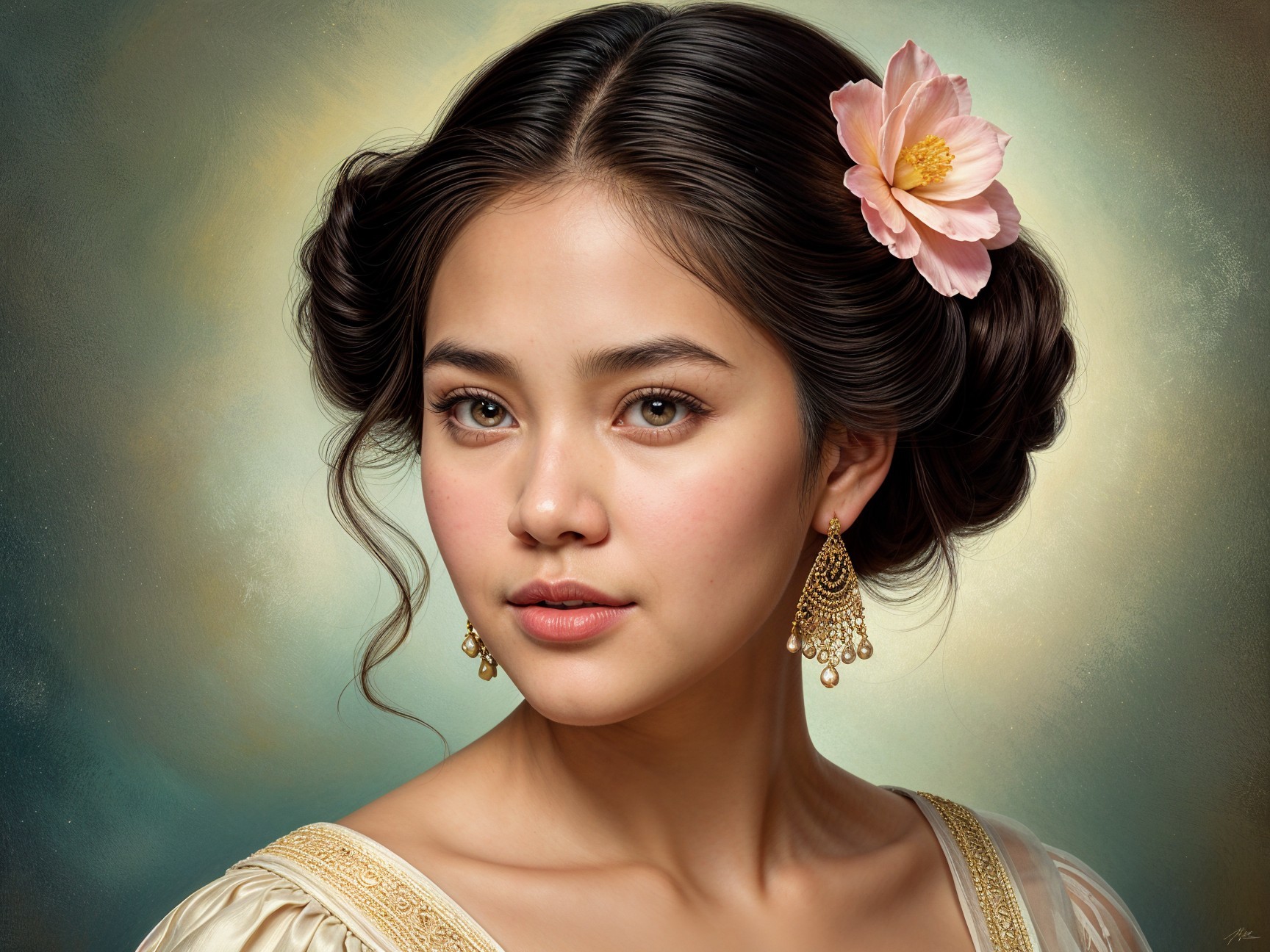 Elegant Portrait of a Young Woman with Dark Hair