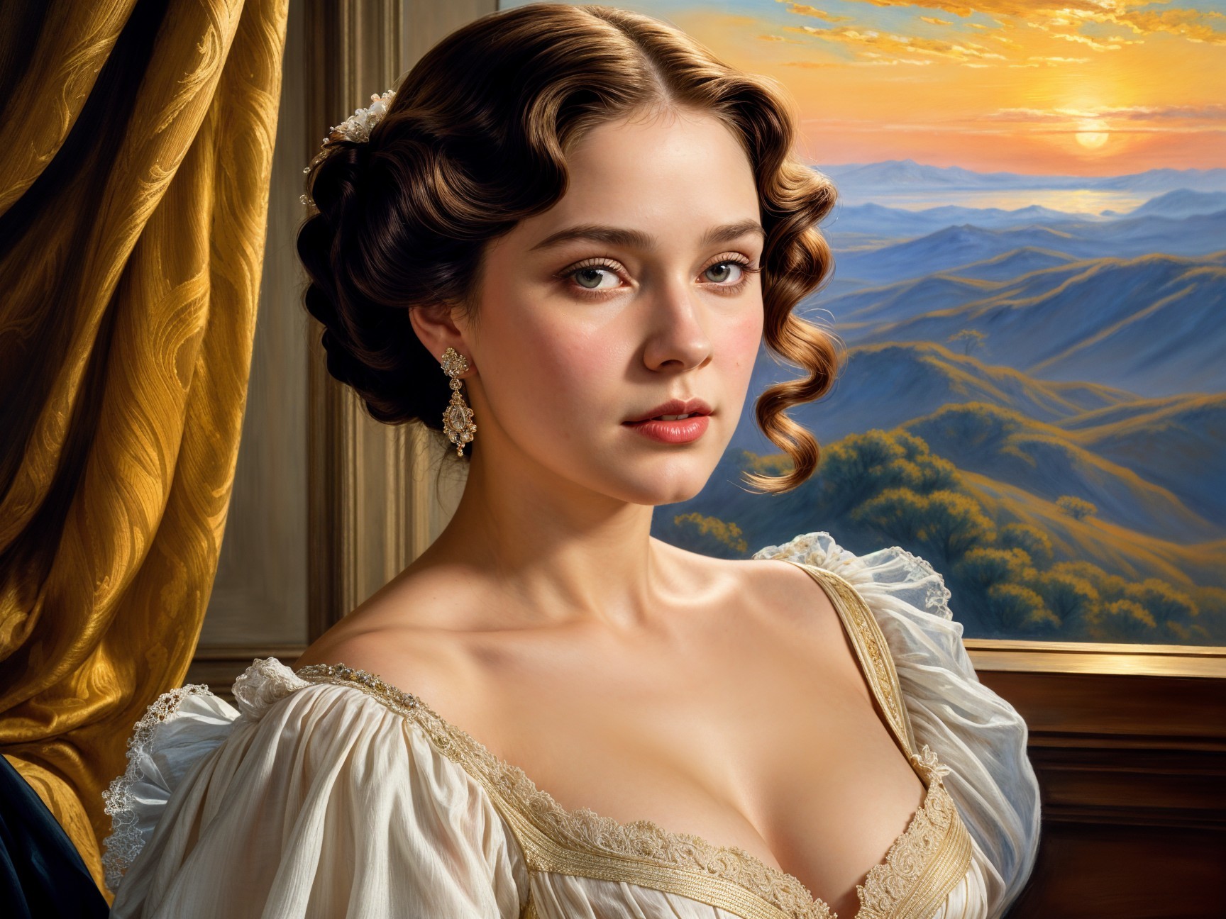 Portrait of a Young Woman in Historical Gown