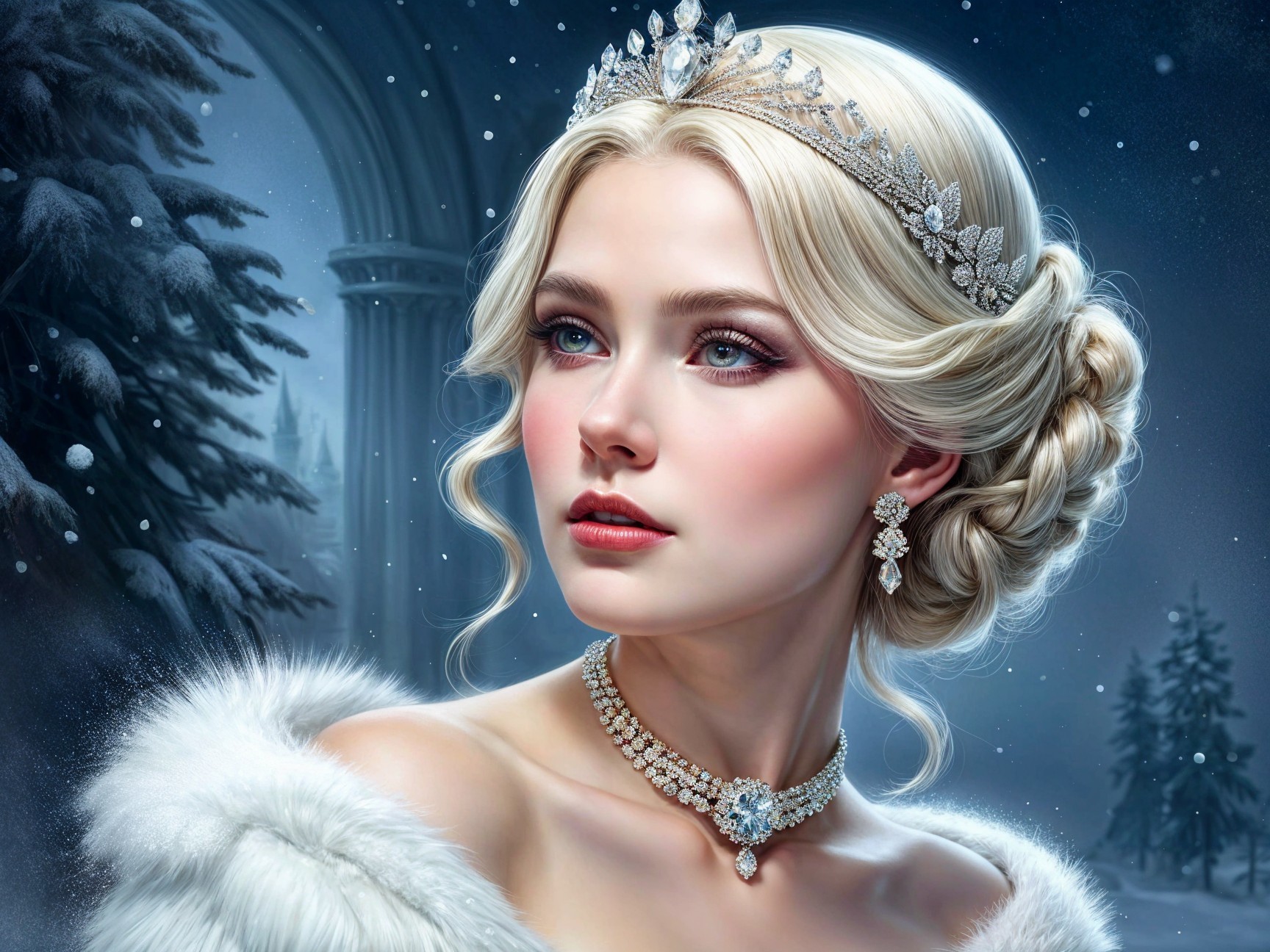 Elegant Portrait of a Woman in Winter Setting
