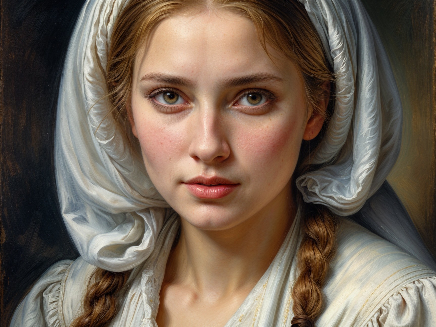 Close-up Portrait of a Young Woman in Headscarf