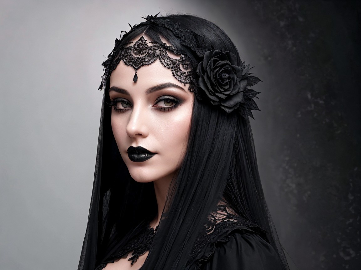 Portrait of a Woman with Gothic Elegance and Mystery
