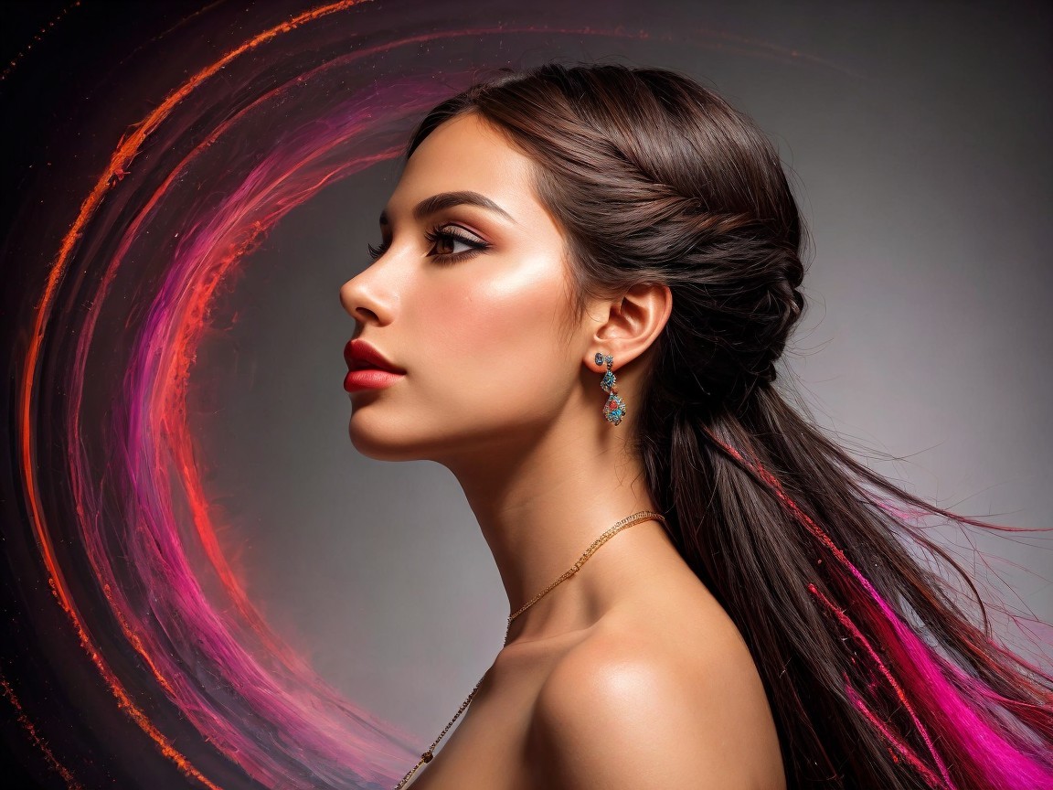 Elegant Profile of a Woman with Radiant Features