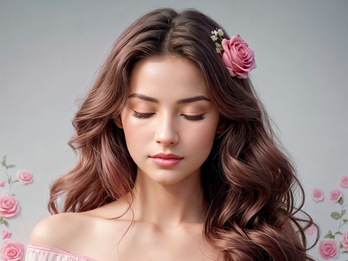 Serene Portrait of a Young Woman with Roses