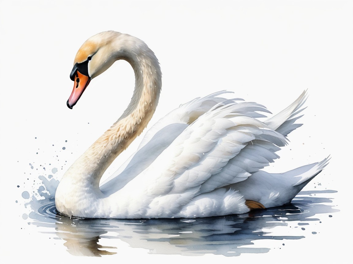 Elegant Swan Gliding on Serene Water Surface