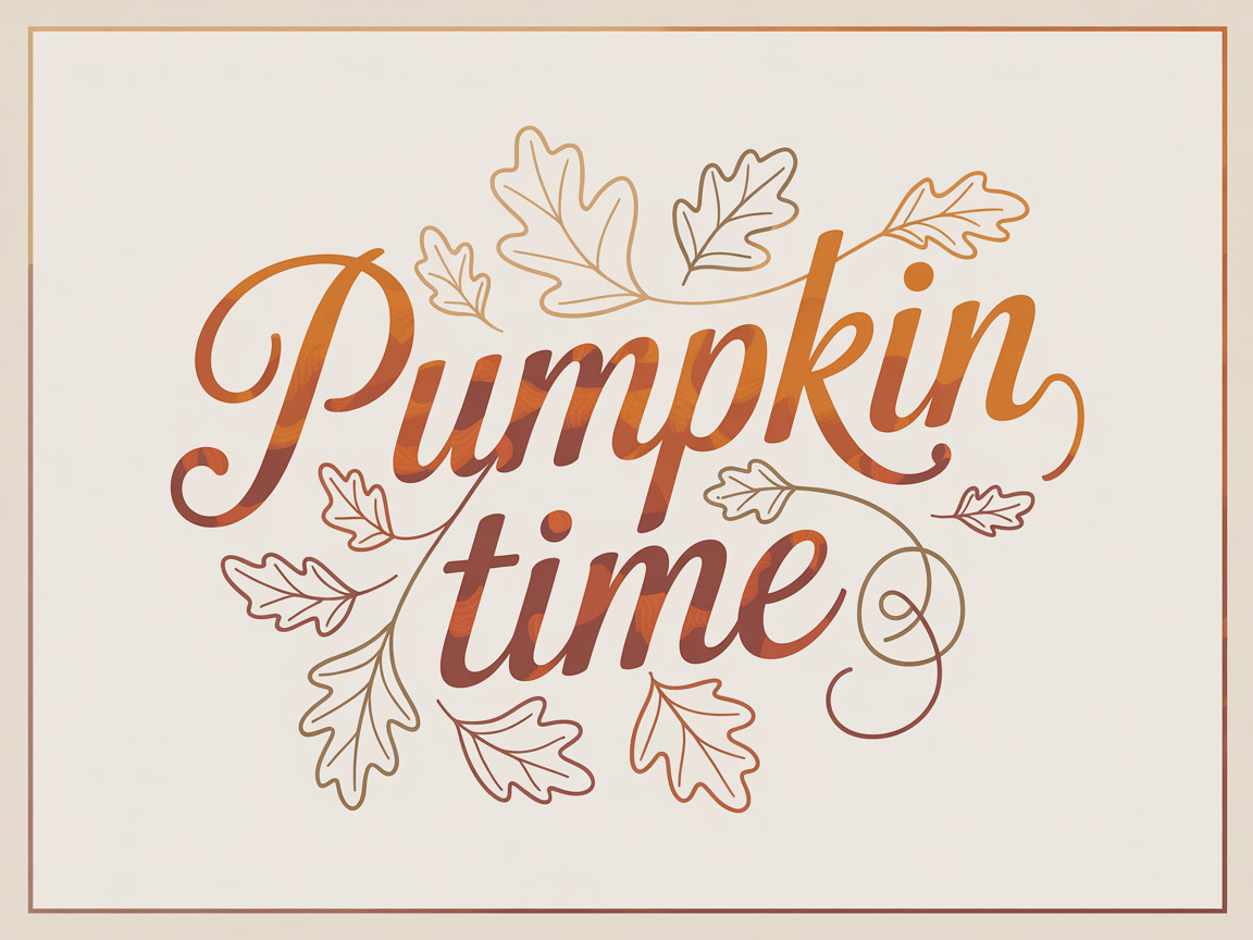 Decorative "Pumpkin Time" Text with Autumn Leaves