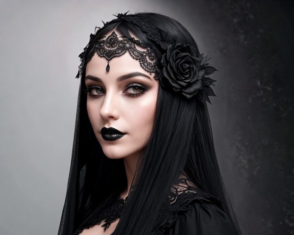 Portrait of a Woman with Gothic Elegance and Mystery