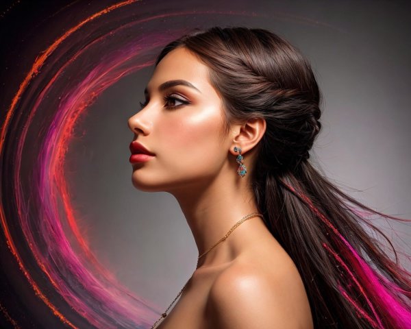 Elegant Profile of a Woman with Radiant Features