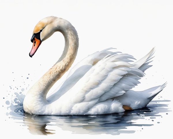 Elegant Swan Gliding on Serene Water Surface