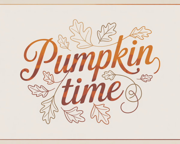 Decorative "Pumpkin Time" Text with Autumn Leaves