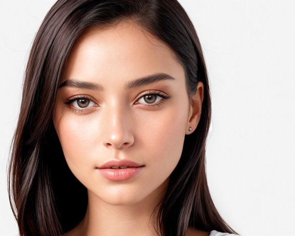 Close-Up Portrait of a Young Woman with Dark Hair