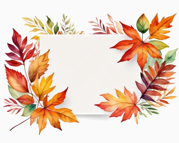 Autumn Watercolor Leaves Design with Blank Space
