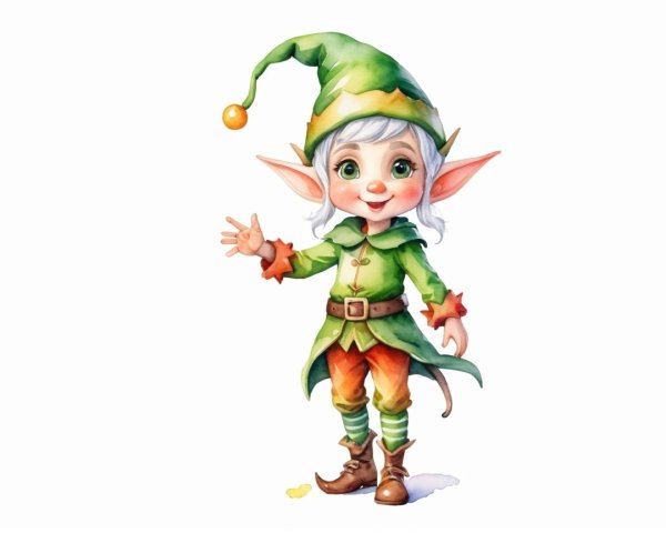 Cheerful Elf in Vibrant Green Tunic and Playful Hat