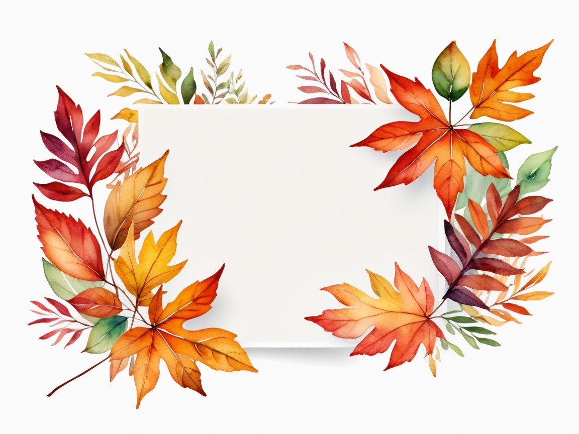 Autumn Watercolor Leaves Design with Blank Space