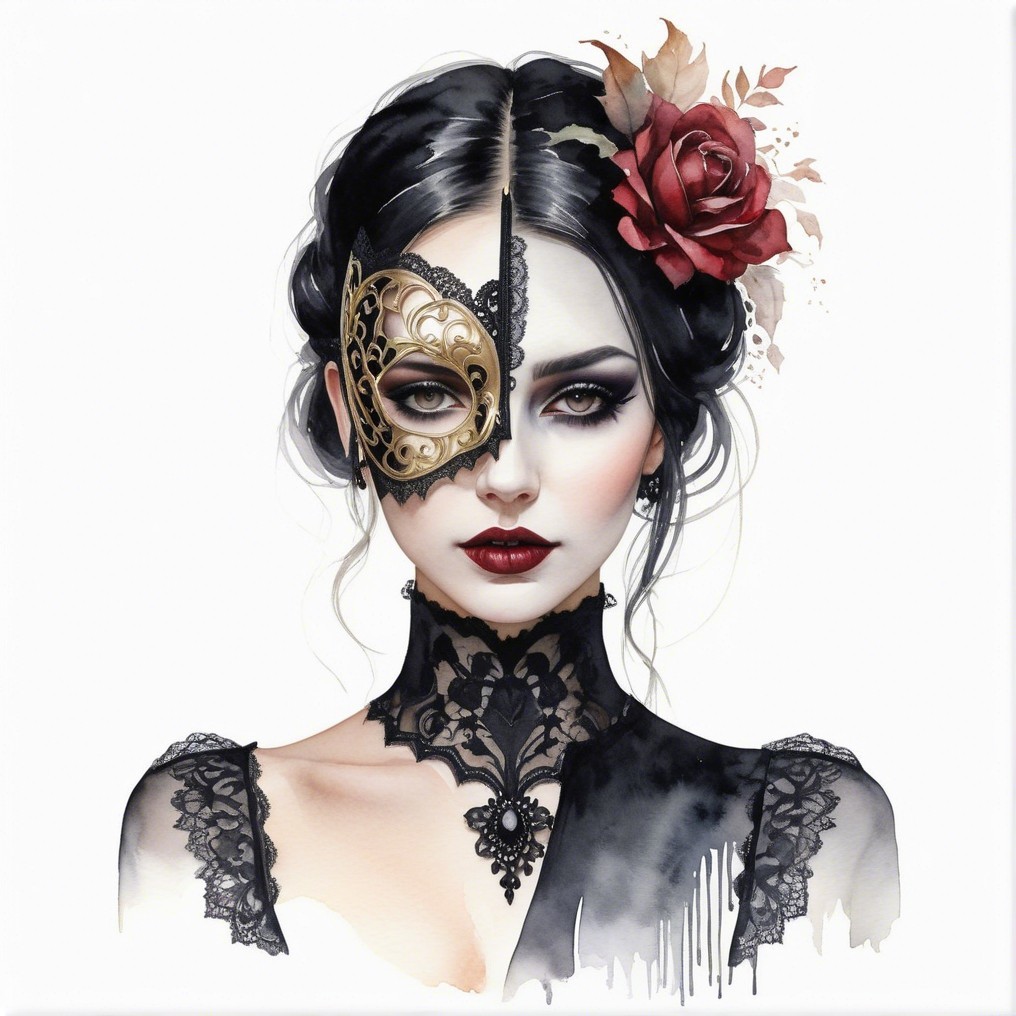Artistic Portrait of a Woman with Half-Mask Detail