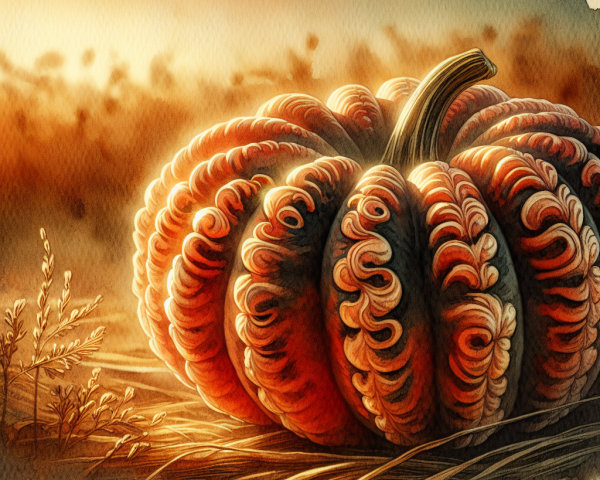 Vivid Pumpkin in Sunlit Autumn Field Scene