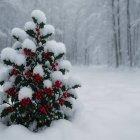 Christmas tree in a snow-covered forest setting