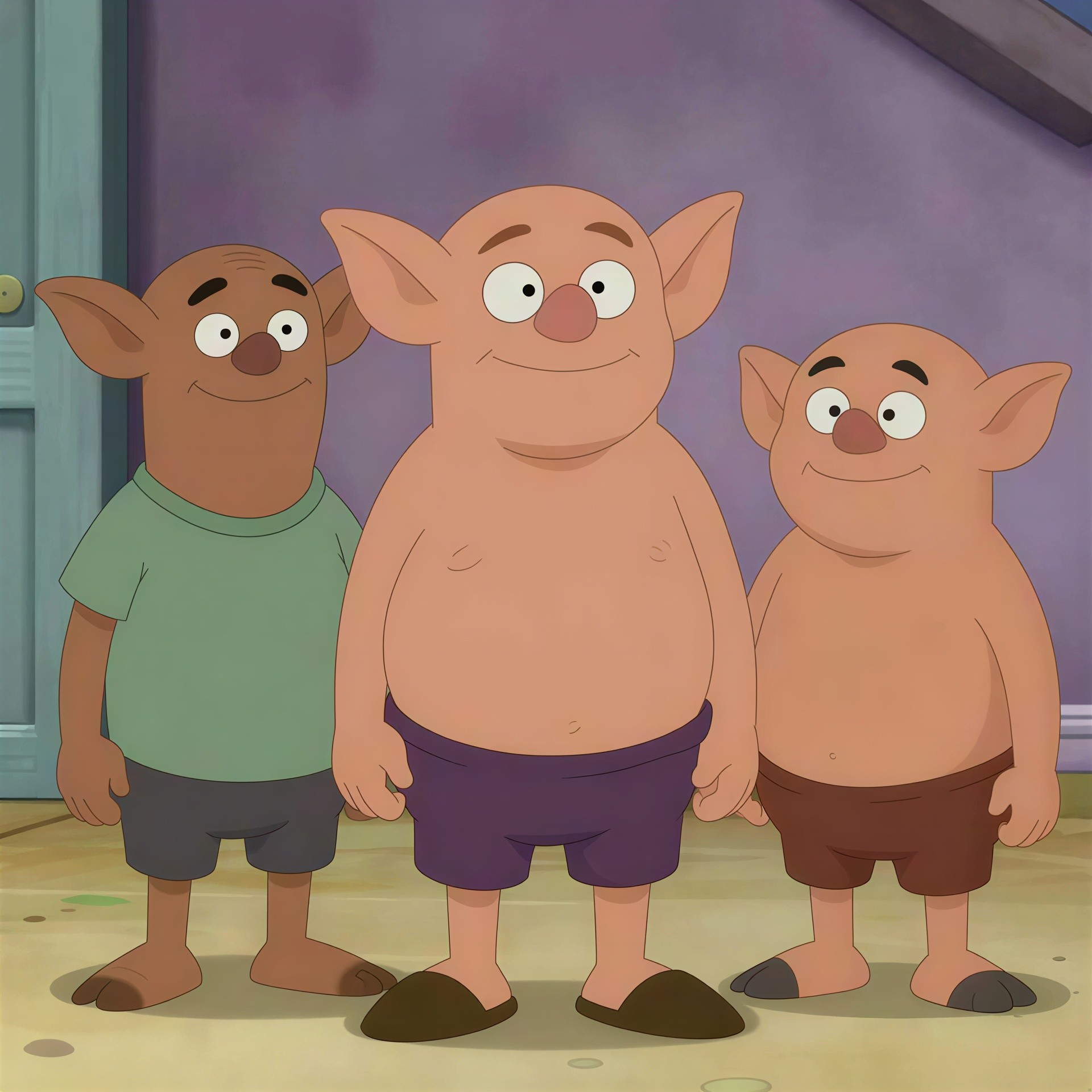 Cartoon Goblin-like Creatures in Indoor Setting