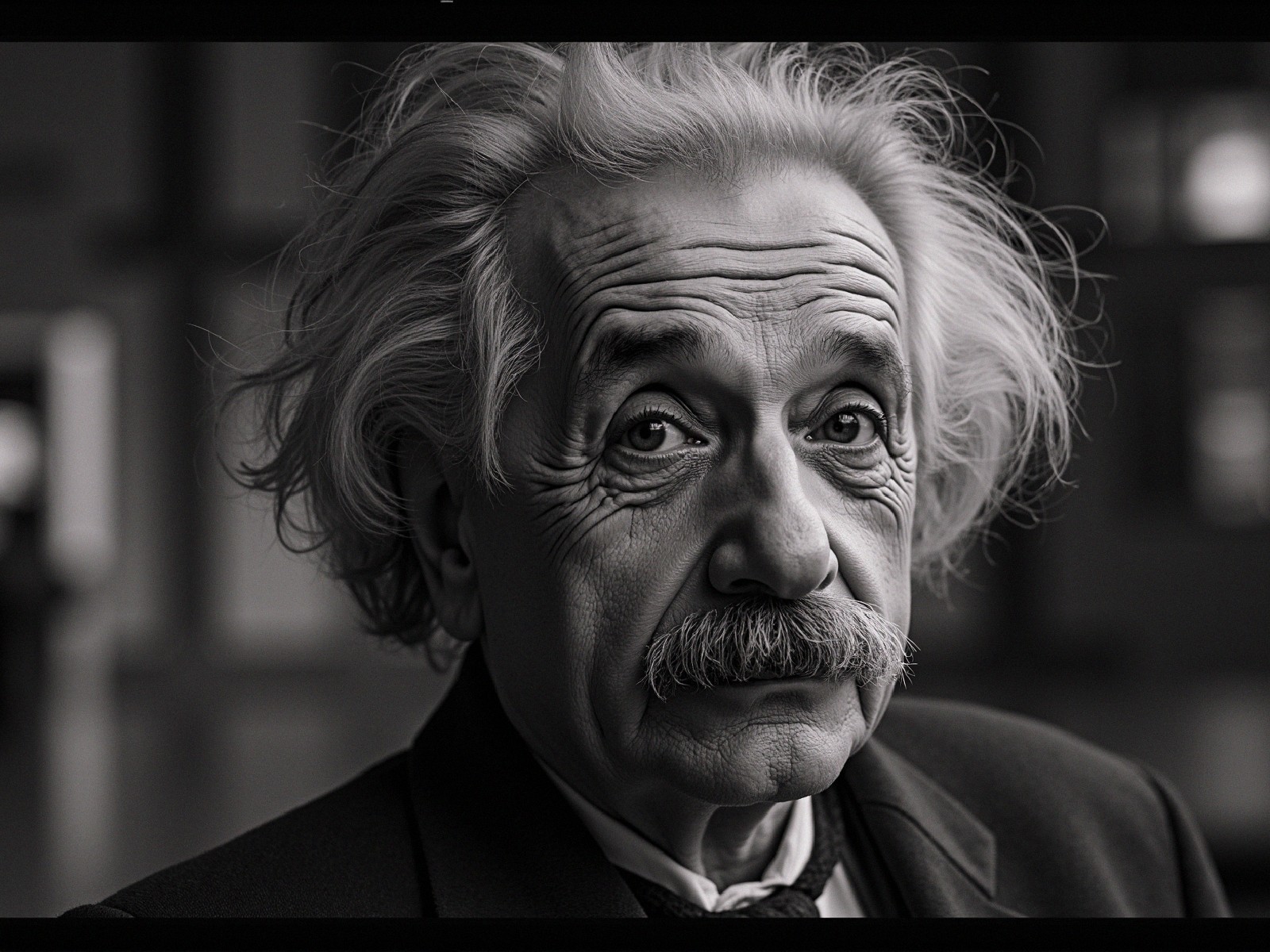 Elderly Man Portrait with White Hair and Mustache