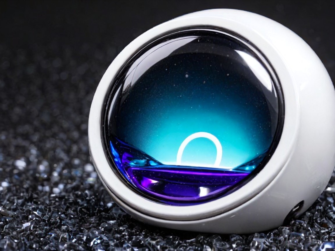 Sleek Spherical Device with Glossy Blue-Purple Gradient