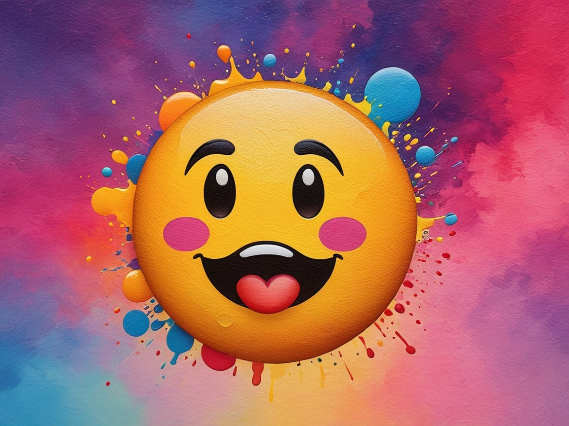 Bright Emoji Face with Heart Eyes and Colorful Background