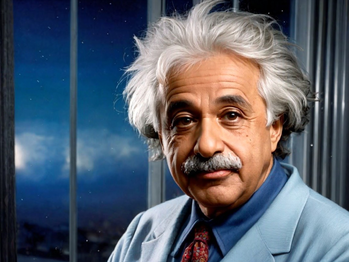 Portrait of a man with wild white hair and mustache