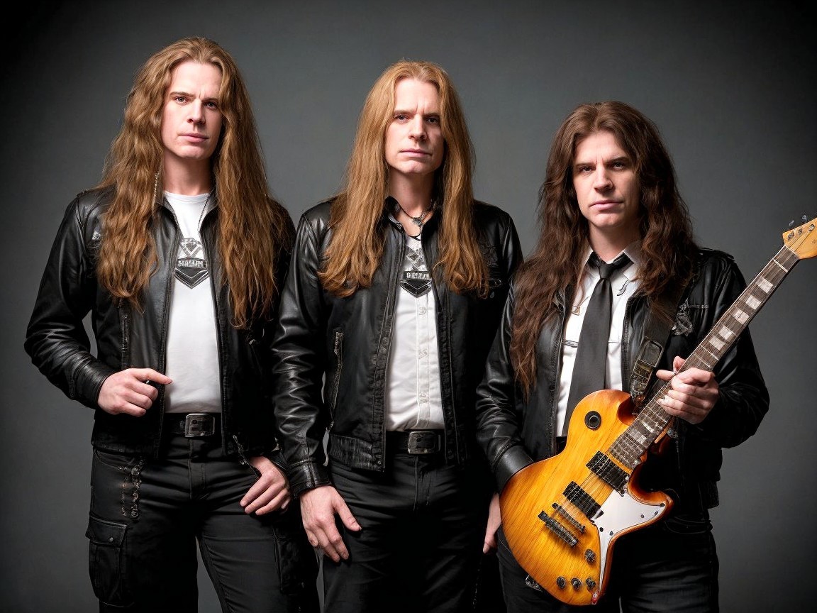 Musicians in Leather Jackets with Electric Guitar