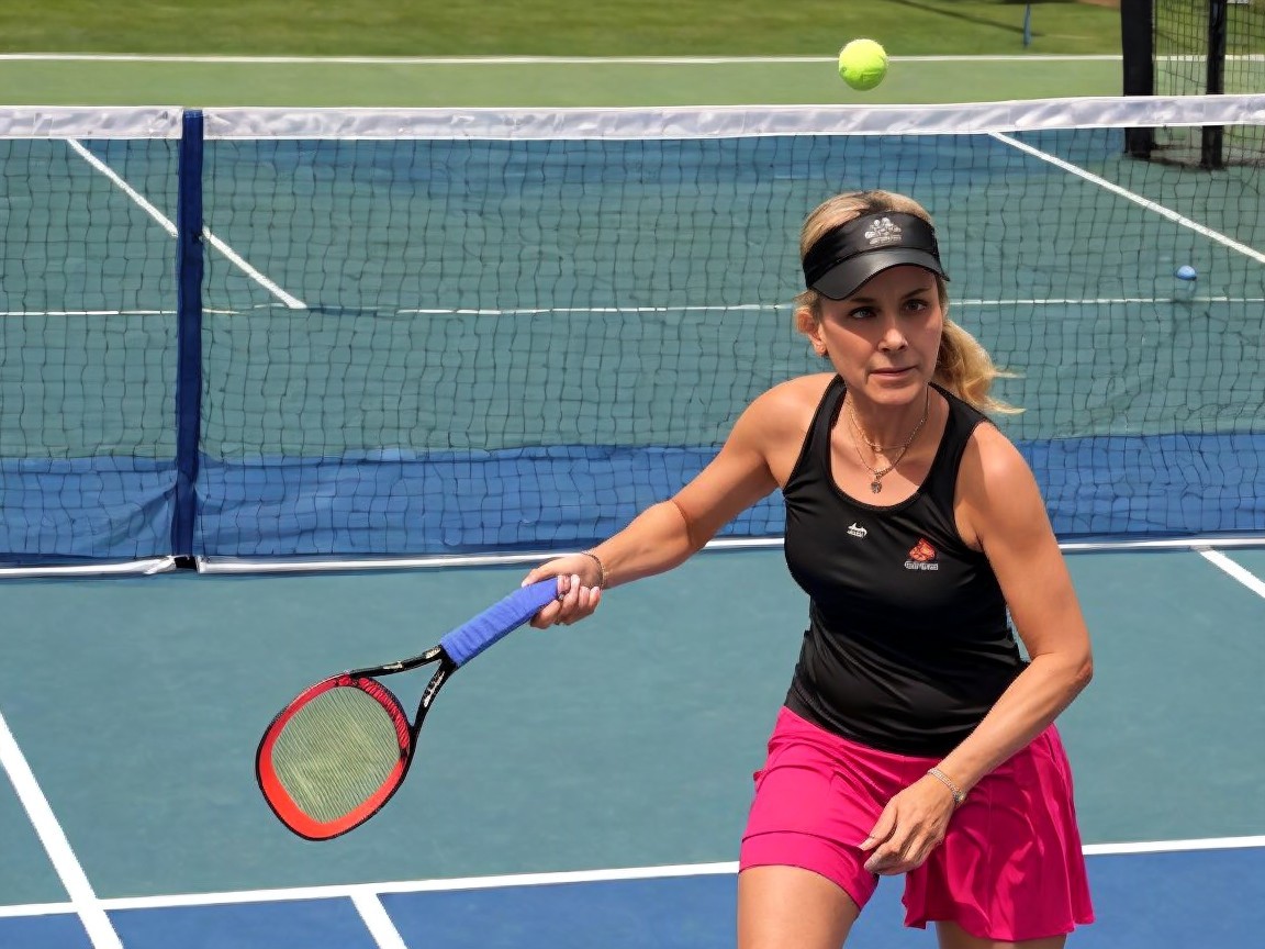 Female Tennis Player in Black Tank Top and Pink Skirt