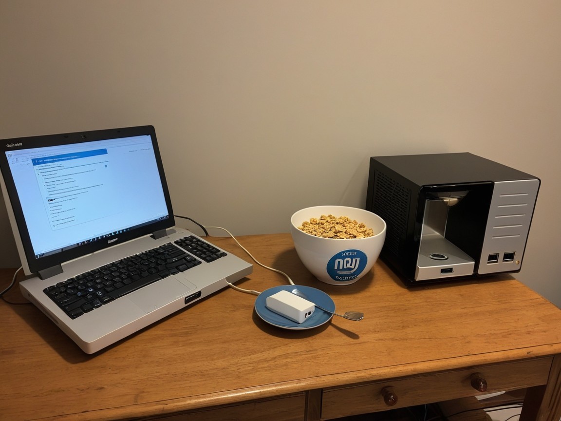 Cozy Workspace with Laptop and Minimalist Decor